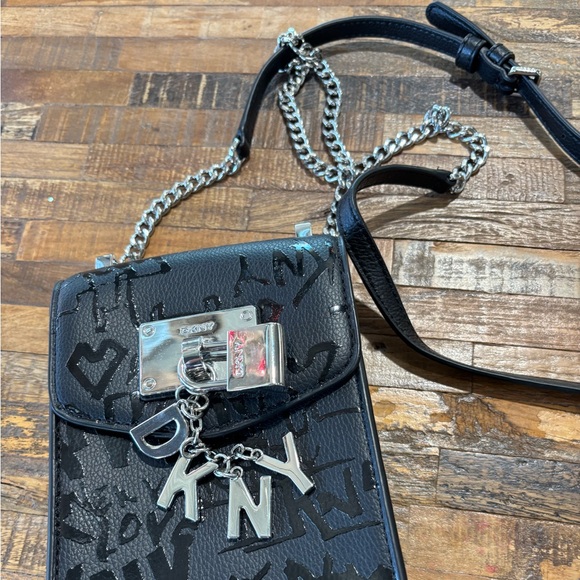 DKNYC Black Crossbody Bag with Silver Accents - Picture 2 of 6
